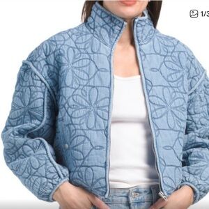 Blank NYC Light Blue Quilted Bomber Jacket